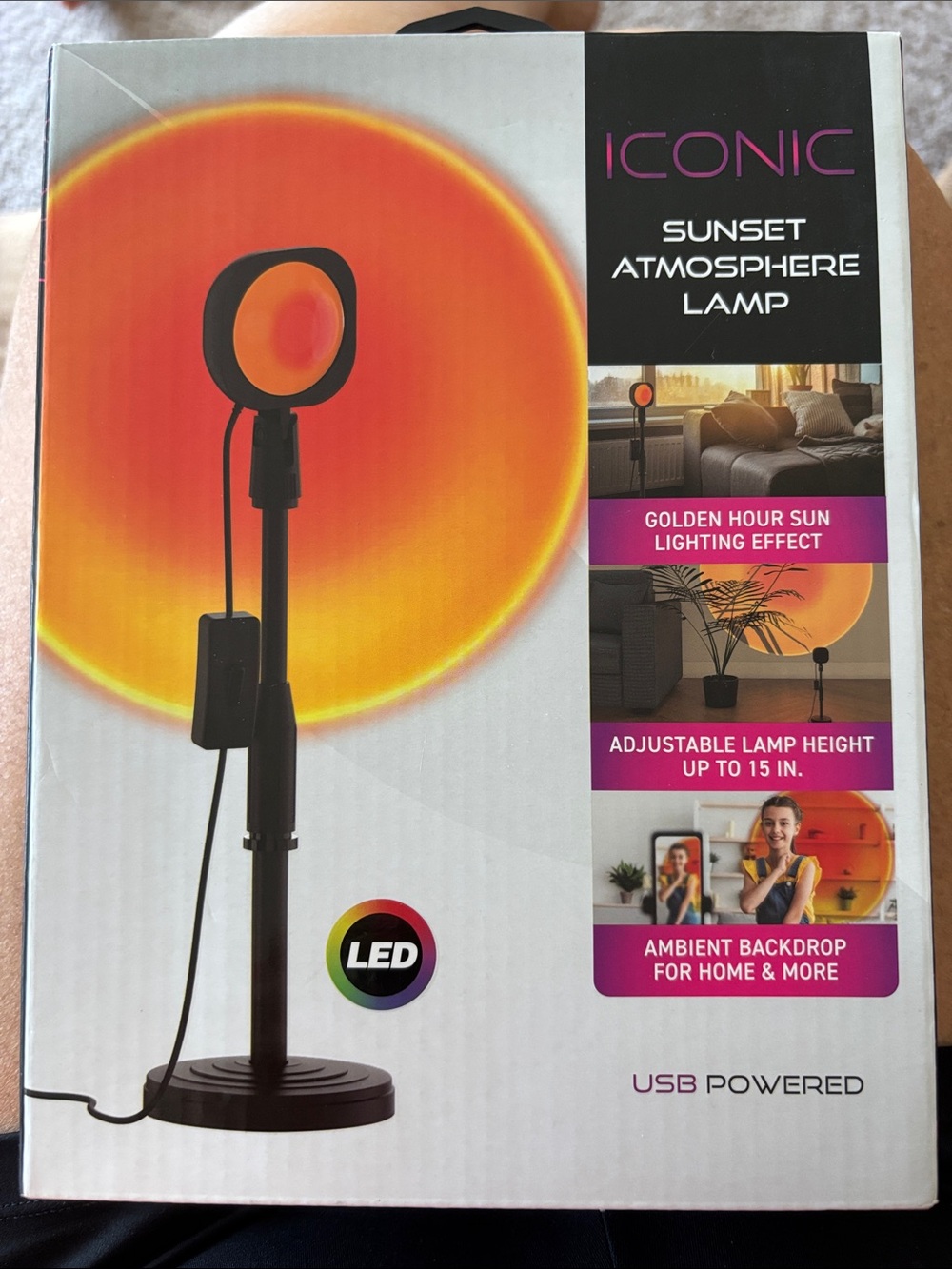 Iconic Sunset Atmosphere Lamp - Black with Golden Sunset Light